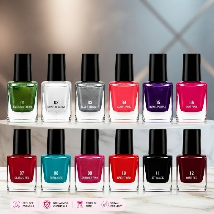 Peel-Off Nail Polish Set (12-Pack)